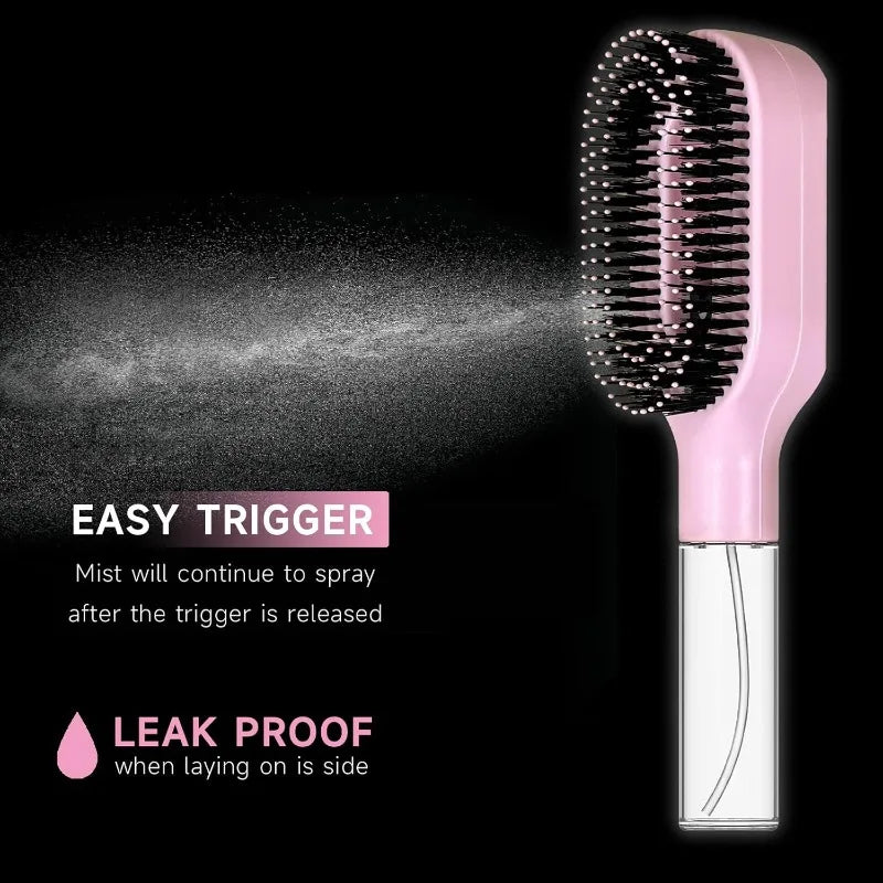 2in1 Spray Hair Brush Detangling Scalp Massage Comb with Water Mist Spray Anti-static Smooth Hair Styling Tool for Home & Travel