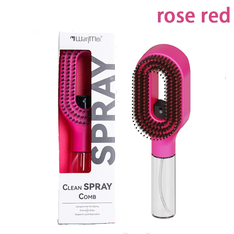 2in1 Spray Hair Brush Detangling Scalp Massage Comb with Water Mist Spray Anti-static Smooth Hair Styling Tool for Home & Travel